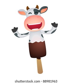 funny cartoon cow in various poses