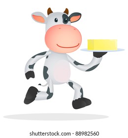 funny cartoon cow in various poses