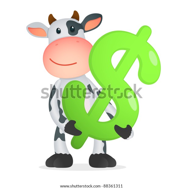 funny cartoon cow in various
poses