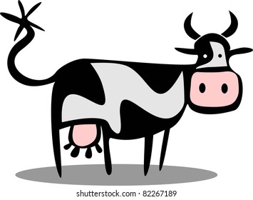 Funny cartoon cow. Vector illustration.