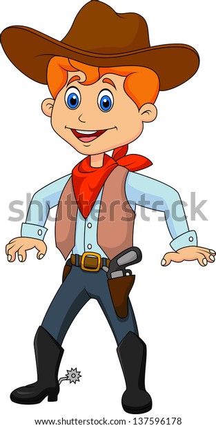 Funny Cartoon Cowboy Stock Vector (Royalty Free) 137596178