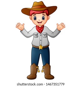 Funny cartoon cowboy on white background