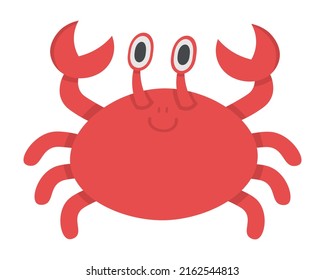 Funny cartoon crab. Doodle flat clipart. All objects are repainted.