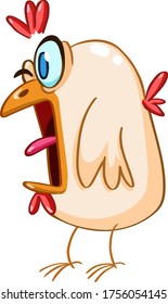 Funny cartoon crazy panicked chicken