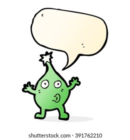 funny cartoon creature with speech bubble