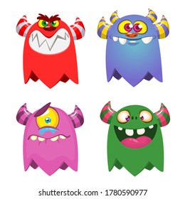 Funny cartoon creatures. Set of cartoon vector monsters. Halloween design