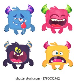 Funny cartoon creatures. Set of cartoon vector monsters. Halloween design
