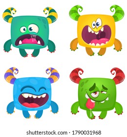 Funny cartoon creatures. Set of cartoon vector monsters. Halloween design
