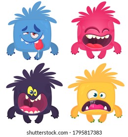 Funny cartoon creatures. Set of cartoon vector monsters. Halloween design
