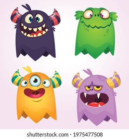 Funny cartoon creatures. Set of cartoon vector monsters. Halloween design