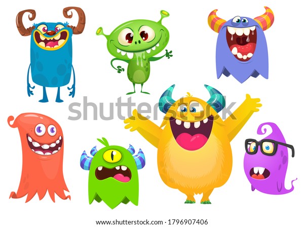 Funny Cartoon Creatures Set Cartoon Vector Stock Vector (Royalty Free ...