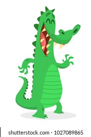 Funny cartoon crocodile alligator. Vector illustration. Design for print, mascot or children book illustration