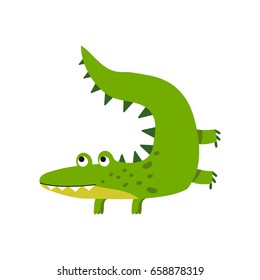 Funny cartoon crocodile character, friendly reptile vector Illustration