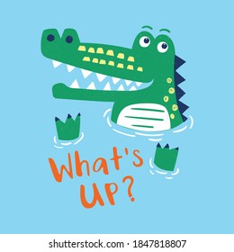 Funny Cartoon Crocodile Hand Drawing Vector Stock Vector (Royalty Free ...