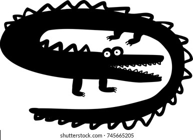 Funny cartoon crocodile illustration