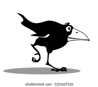 Funny cartoon crow, vector illustration