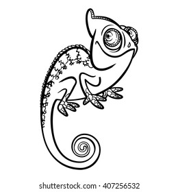 funny cartoon cute chameleon