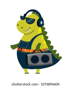 Funny cartoon, cute dinosaur. illustration for cards, prints, stickes and other design