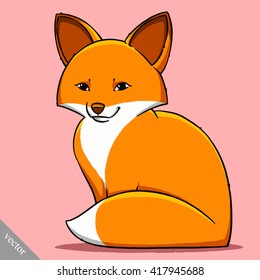 funny cartoon cute fat fox vector illustration