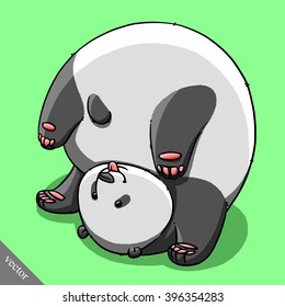 funny cartoon cute fat panda bear illustration