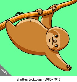 funny cartoon cute fat vector sloth illustration