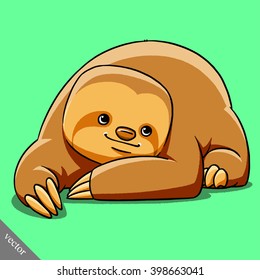 funny cartoon cute fat vector sloth illustration