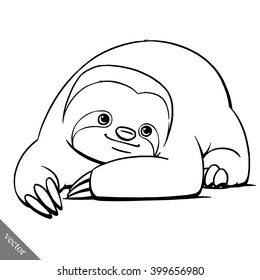 funny cartoon cute fat vector sloth illustration