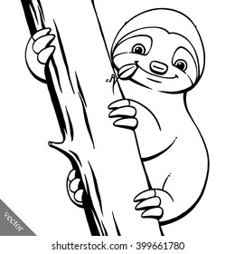 funny cartoon cute fat vector sloth illustration