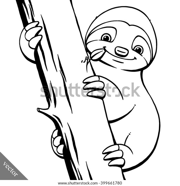 Funny Cartoon Cute Fat Vector Sloth Stock Vector (Royalty Free) 399661780