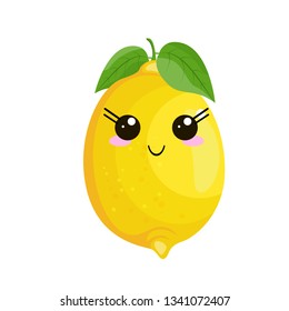 Funny cartoon cute lemon. Funny face Stock vector.