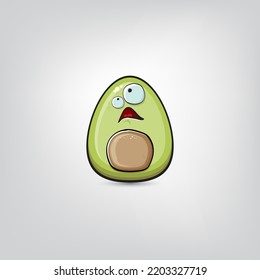 funny cartoon cute tiny avocado character isolated on grey background. My name is avocado vector concept. vector healthy summer funky avocado fruit character