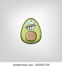 caricatura graciosa lindo pequeño personaje de aguacate aislado en fondo gris. Mi nombre es concepto vectorial aguacate. vectorial sano funky personaje de la fruta avocado