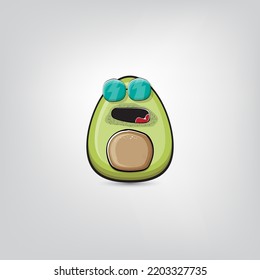 funny cartoon cute tiny avocado character isolated on grey background. My name is avocado vector concept. vector healthy summer funky avocado fruit character