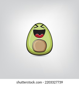 funny cartoon cute tiny avocado character isolated on grey background. My name is avocado vector concept. vector healthy summer funky avocado fruit character