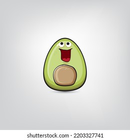 funny cartoon cute tiny avocado character isolated on grey background. My name is avocado vector concept. vector healthy summer funky avocado fruit character