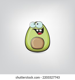 funny cartoon cute tiny avocado character isolated on grey background. My name is avocado vector concept. vector healthy summer funky avocado fruit character