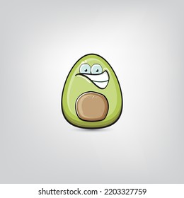 funny cartoon cute tiny avocado character isolated on grey background. My name is avocado vector concept. vector healthy summer funky avocado fruit character