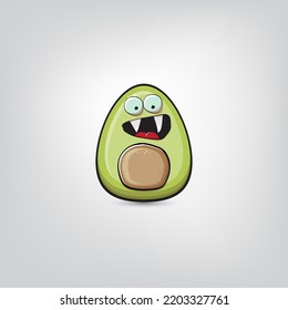 funny cartoon cute tiny avocado character isolated on grey background. My name is avocado vector concept. vector healthy summer funky avocado fruit character
