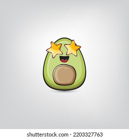 funny cartoon cute tiny avocado character isolated on grey background. My name is avocado vector concept. vector healthy summer funky avocado fruit character