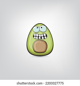 funny cartoon cute tiny avocado character isolated on grey background. My name is avocado vector concept. vector healthy summer funky avocado fruit character