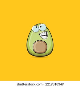 funny cartoon cute tiny avocado character isolated on orange background. My name is avocado vector concept. vector healthy summer funky avocado fruit character