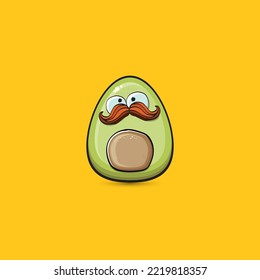 caricatura divertida lindo personaje de aguacate diminuto aislado de fondo naranja. Mi nombre es concepto vectorial aguacate. vectorial sano funky personaje de la fruta avocado