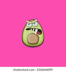 funny cartoon cute tiny avocado character isolated on pink background. My name is avocado vector concept. vector healthy summer funky avocado fruit character