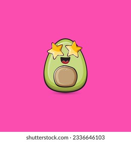 funny cartoon cute tiny avocado character isolated on pink background. My name is avocado vector concept. vector healthy summer funky avocado fruit character