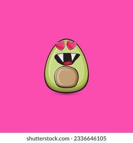 funny cartoon cute tiny avocado character isolated on pink background. My name is avocado vector concept. vector healthy summer funky avocado fruit character