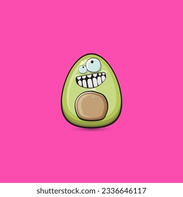 funny cartoon cute tiny avocado character isolated on pink background. My name is avocado vector concept. vector healthy summer funky avocado fruit character
