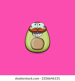 funny cartoon cute tiny avocado character isolated on pink background. My name is avocado vector concept. vector healthy summer funky avocado fruit character