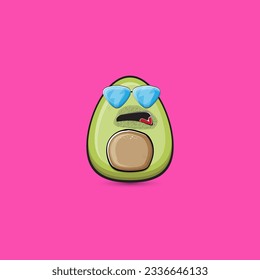 funny cartoon cute tiny avocado character isolated on pink background. My name is avocado vector concept. vector healthy summer funky avocado fruit character