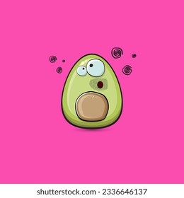 funny cartoon cute tiny avocado character isolated on pink background. My name is avocado vector concept. vector healthy summer funky avocado fruit character