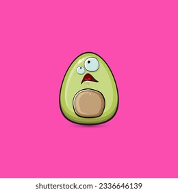 funny cartoon cute tiny avocado character isolated on pink background. My name is avocado vector concept. vector healthy summer funky avocado fruit character